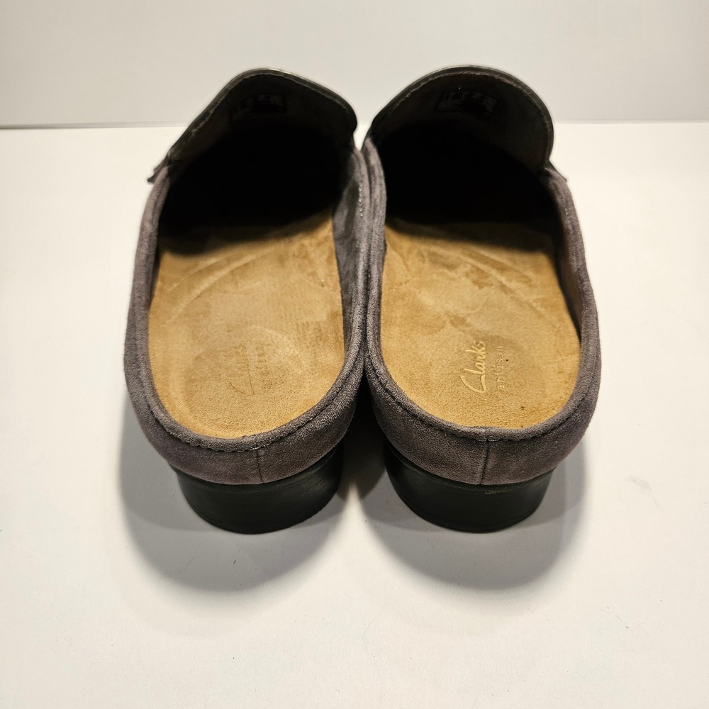 Clarks Keesha Donna Grey Suede Penny Loafer Mules Womens 8.5W - Picture 4 of 7